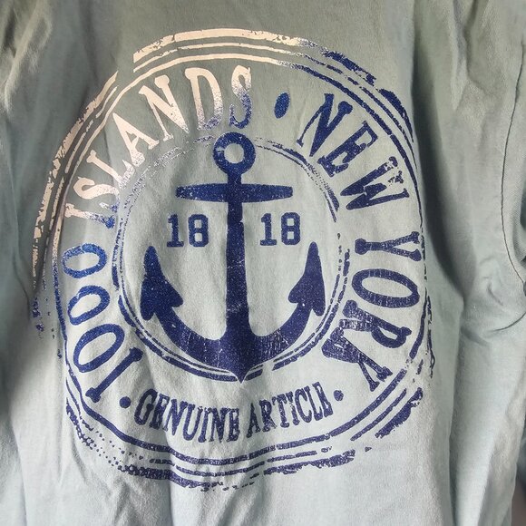 Size‎ SM 1000 Islands Long Sleeve Tee Light Teal Blue Vacation and Travel Tee - Picture 4 of 5